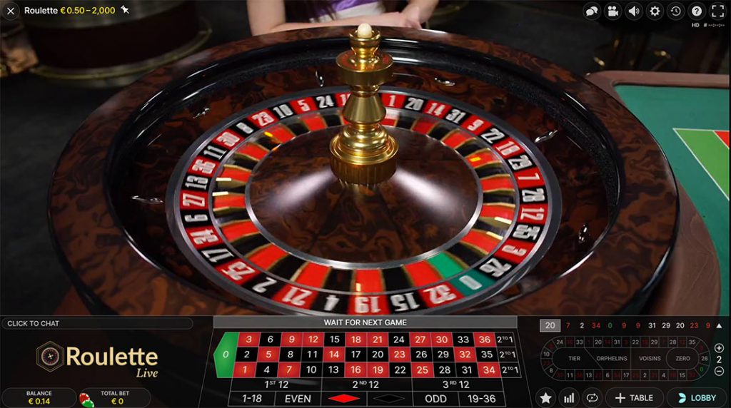 Live Online European Roulette table